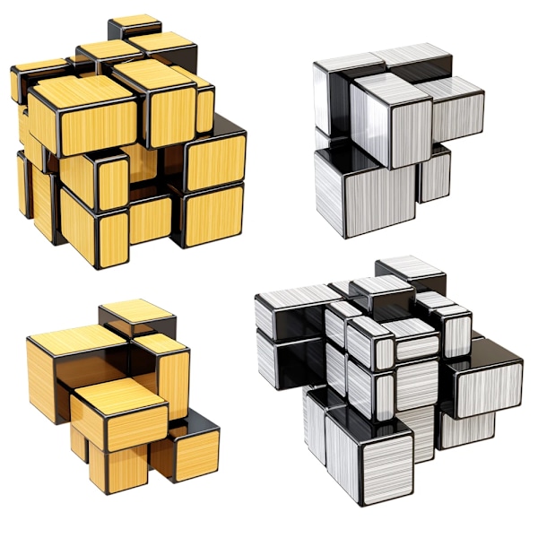Sengso Spegelkub 2X2 3X3 Guld Silver Magisk Kub Rubick Professionellt Pussel Högkvalitativa Barnleksaker Silver 3x3