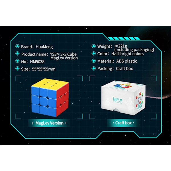 [Picube] Huameng Ys3M Världsrekordsdesign 3X3X3 Core Magnetisk Kub Professionell Speed 3X3 Kub Kubpussel Leksaker MagLev Version