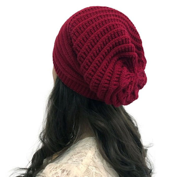 Dam Oversized Stickad Mössa Hatt Tjock Varm Vintermössa För Kvinnor För Kallt Väder