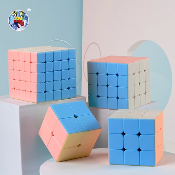 Sengso Speed Cube 2X2 3X3 4X4 5X5 Macaron-serie Stickerless Magic Cubo Rubick Profession Pussel Högkvalitativa Fidget Leksaker för Barn Pyramid