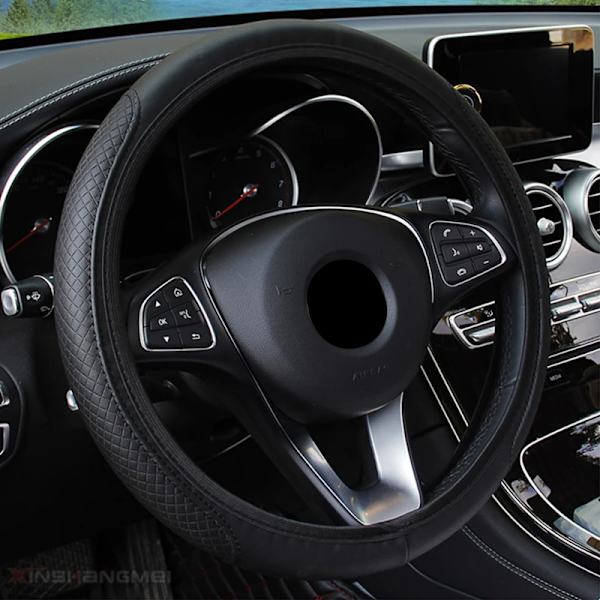 Rattstyrningsöverdrag flätad rattöverdrag cubre volante auto bilrattöverdrag biltillbehör black