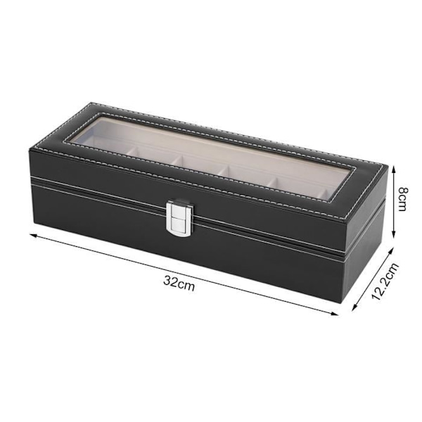 Klockdisplay Läder Klockbox Smyckeskrin Present För Män (6 Fack) -Ja