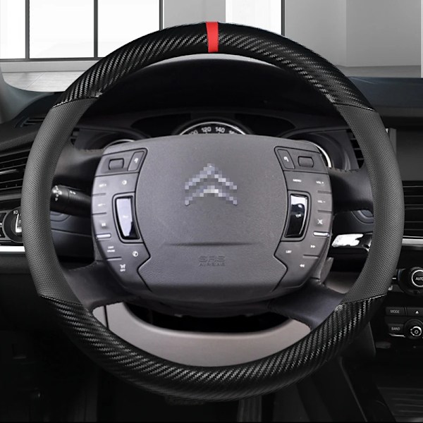 Rattskinnsöverdrag i kolfiber + läder för Citroën C4 Aircross C5 Aircross C3-XR C4 Picasso C4 C5 C6 biltillbehör BLACK D SHAPE