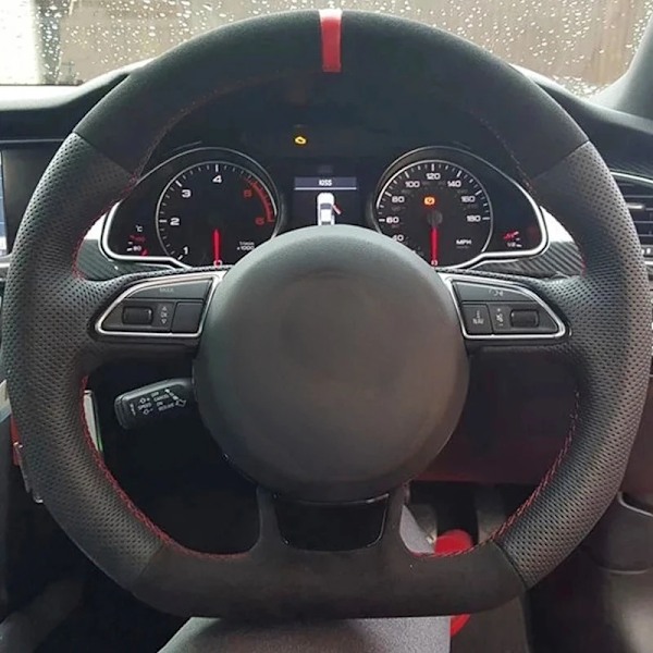 Rattstyrningsöverdrag i mocka, halkfritt, original rattfläta för Audi A5 A7 RS7 S7 SQ5 S6 S5 RS5 S4 RS4 S3 2012-2018 Style 2
