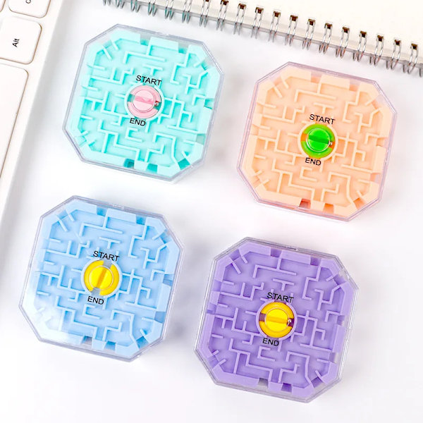 3D Mini Speed Cube Labyrint Magisk Kub Lära Pedagogisk Leksak Pusselspel Labyrint Rullande Boll Hjärna Lära Balans A-323-yellow