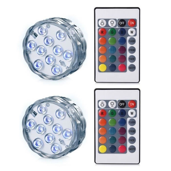 Pack Led Undervattensljus Vattentät Ip68 Flerfärgad Nedsänkbar Belysning Med Fjärrkontroll Dekoration För Akvarium/Pool