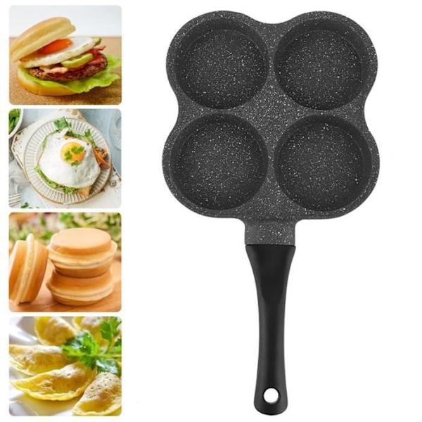 Stekpanna, 4-håls pannkakspanna äggkokare, frukost för stekta ägg omelett pannkakor
