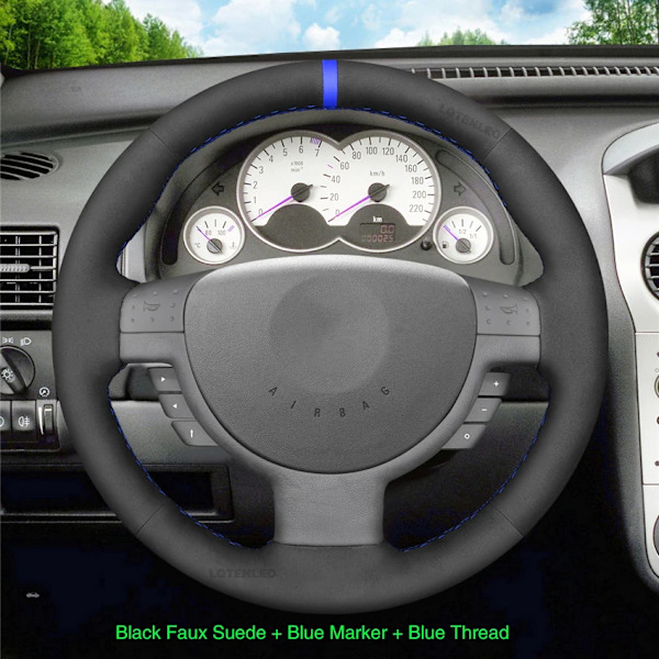 Svart konstläder rattöverdrag med röd markering för Opel Corsa C Combo C Vauxhall Tigra 2000-2005-2006 Opel Combo tillbehör Faux Suede(.160)