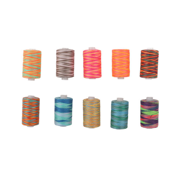 10 stk broderimaskinetråd Holdbar slidstærk polyester broget forskellige farver polyestertråd 402 sytråd