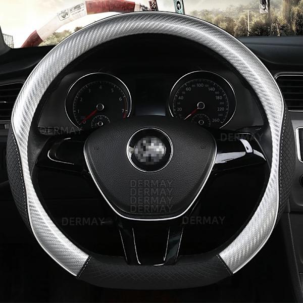 D-formad och O-formad rattöverdrag i halkfritt PU-läder för Polo Golf 7 Scirocco Suzuki Swift Nissan Rogue Hög kvalitet D shape Sliver