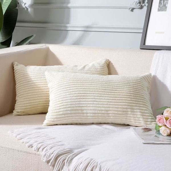 St Corduroy Kuddfodral, Dekorativt Kuddfodral, Soffkuddfodral (Beige 30 X 50 Cm)