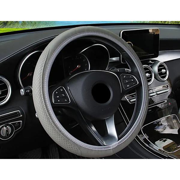 Rattstyrningsöverdrag flätad rattöverdrag cubre volante auto bilrattöverdrag biltillbehör GRAY