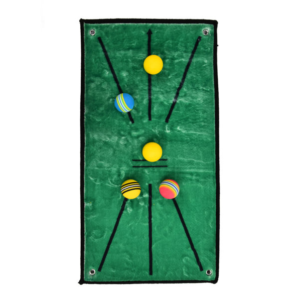 Golftræningsmåtte Anti-slip ruskind swing øvelsestæppe med 5 bolde 4 fastgørelsesstifter til hjemmekontor udendørs