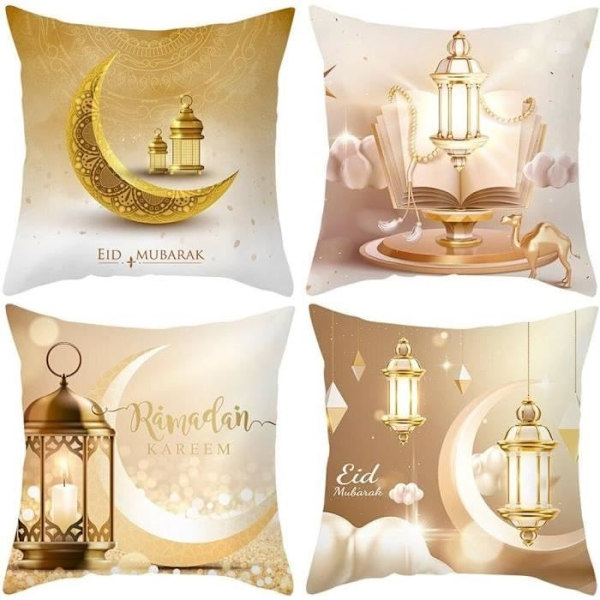 Kuddöverdrag - Eid Mubarak - 4 st - 45x45 cm - Polyester - Modern Inredning Bright colors