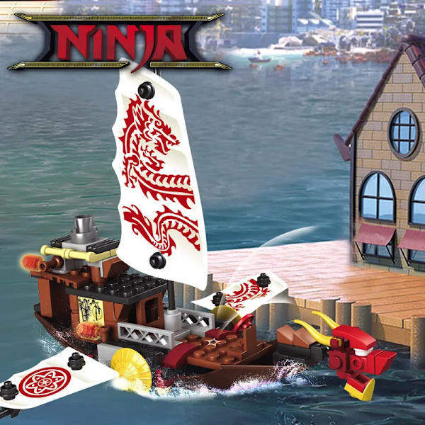 Ny spökninja-drakfartygsmodell byggklossar soldater figurer båt tegelstenar MOC kreativ expert leksaker för pojkar barn No Box 2 Figures(.105)