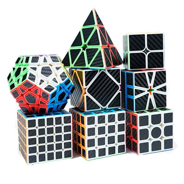 Mfjs Kolfiber Sticker Magic Cube 2X2 3X3 4X4 5X5 Positiv Kub Pyrimid Megaminx Cubo Magico För Barn Present Leksak pyramid