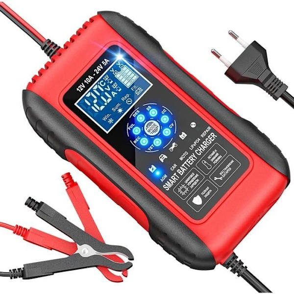10A Intelligent Batteriladdare 12V-24V Bil Motorcykel Batteriladdare Automatisk Underhållare Med LCD-Display Fo[32]