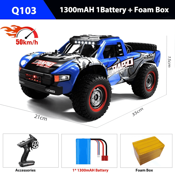 1/14 RC-bil öken drag 4x4 terränglastbil 2.4G höghastighetsbil RC driftbil fjärrkontrollleksaker med reservdäck barnleksaker pojkar Brushed Motor-BU-1B