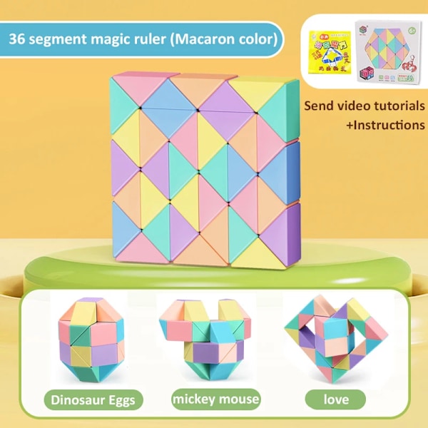 24-72 Segment Magisk Linjal Orm Kub Multi-Färg 3D Pussel Fidget Leksaker Transformerbara Kuber Barn Utbildning Leksaker Gåva Cubo Magico C 36 segments