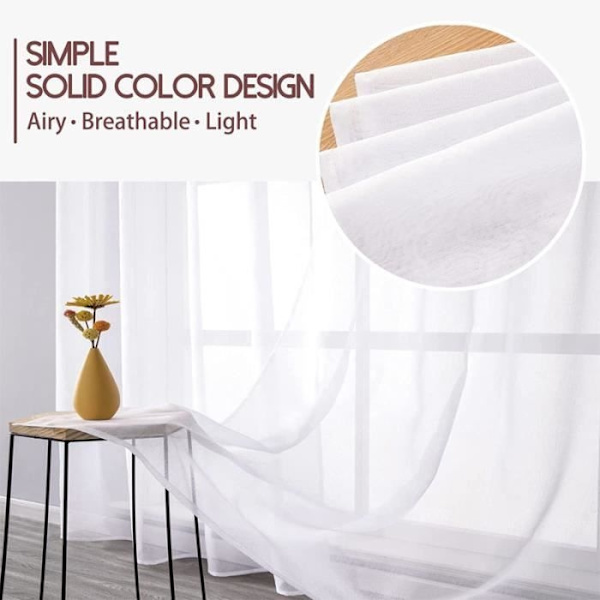 Skir Gardin - Ospecificerad - 140X160 Cm - Vit - Halvtransparent - Linneeffekt White