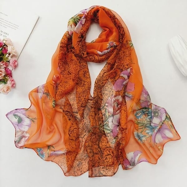 Qis-237 Dam Gradient Blomma Georgette Sjal Elegant Bandana Sjal Hijab Solskydd