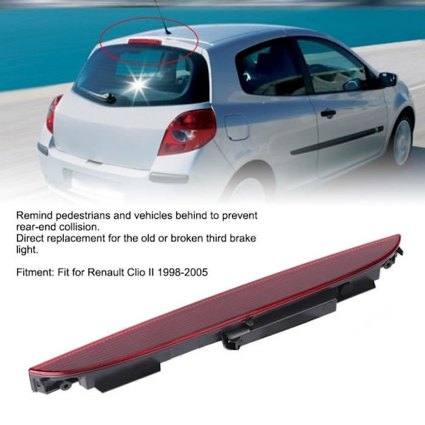 Bakre 3:e bromsljus Röd Led Hög Nivå för kompatibel med Renault Clio Ii 1998-2005 Yes4