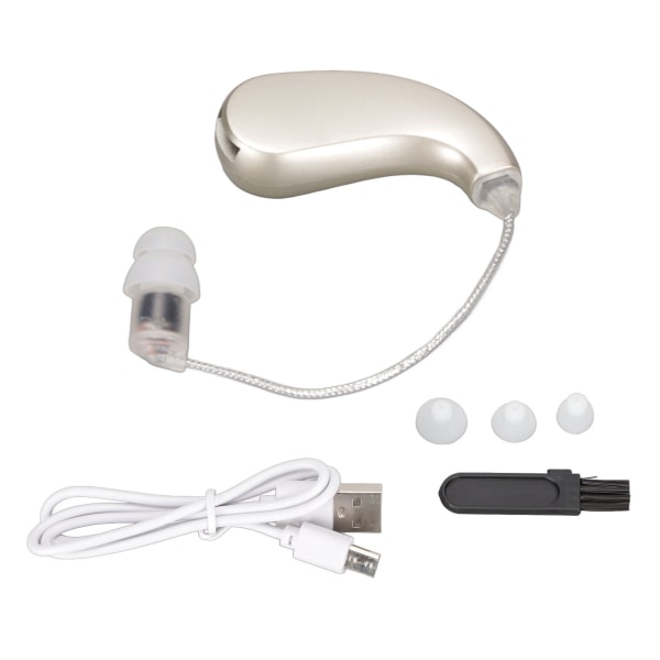 Hörselförstärkare Uppladdningsbar bärbar ljudförstärkare med justerbar volym för äldre patienter Uppgraderad version Silver