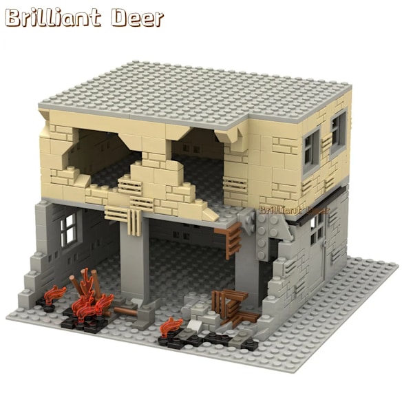 Försvunna ruiner byggnader moc pubg militärbas diy scener byggklossar set delar för armé soldat figurer pojkar leksaker 503PCS