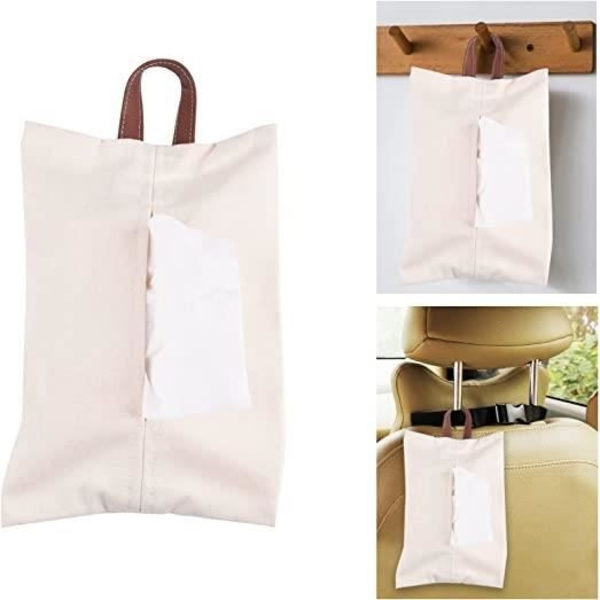 Tissue Box - Hem - Bomull - Vit - 15X24 Cm - Hängande Design white