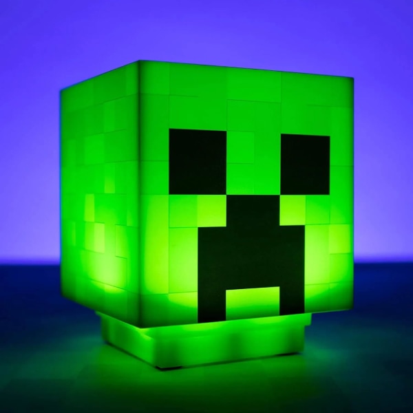 Minecraft Creeper-lampa, dekorationsnattlampa, LED-lampor med spelljud, laddningsbar, sänglampa för barn, nattlampa för vägg (grön) Roman