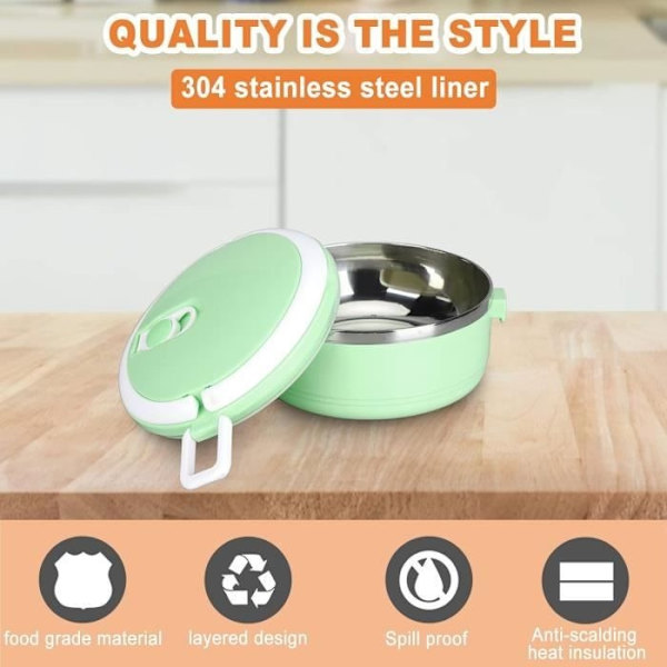 Isolerad Matlåda - Noname - 700 ml - Rostfritt Stål - Grön - Ergonomisk Design Green