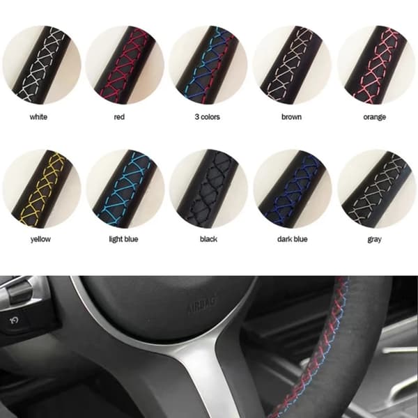 Anpassat flätat bilrattsskydd halkfritt konstläder för kompatibel med bmw m sport m3 e87 e81 e82 e88 x1 e84 e90 e91 e92 e93