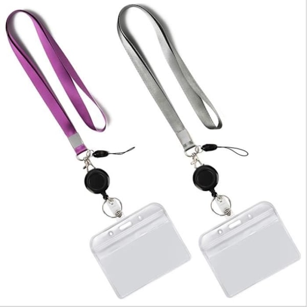 Set med halsbrickahållare, inkluderar halsband, infällbar brickrulle och genomskinlig korthållare
