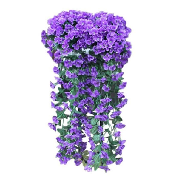 Konstgjorda hängande blommor Violett blomma Vägg Wisteria Hängande korg Girlang Vinranka Blommor Faux Silk Orkidé B6218
