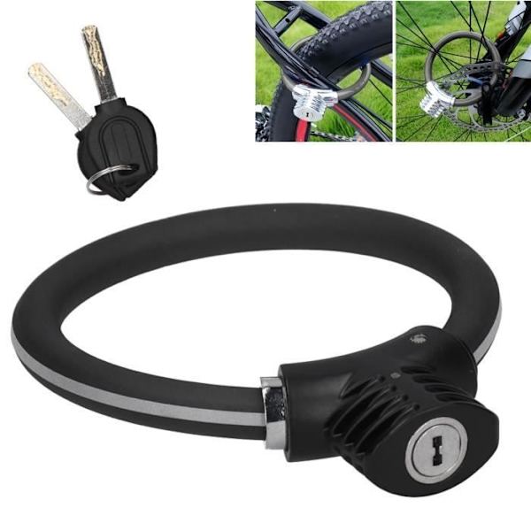 Mini Cykellås Ring Cykel Stöldskyddskabel Zinklegering Tillbehör (Reflekterande Matt Svart)