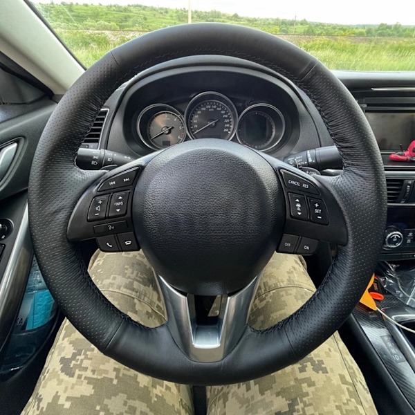DIY-styrd ratt-fläta i läder för Mazda CX-3 CX3 CX-5 Mazda 2 3 6 Axela CX5 Scion biltillbehör