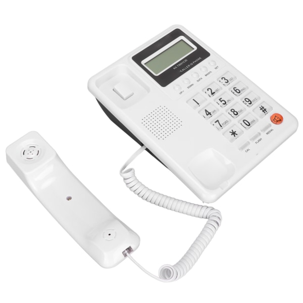 KXT8001CID ledningstelefon Klassisk FSK DTMF dobbeltsystem kontorfastnettelefon med opkalds-id-display til hjemmehotel (hvid)