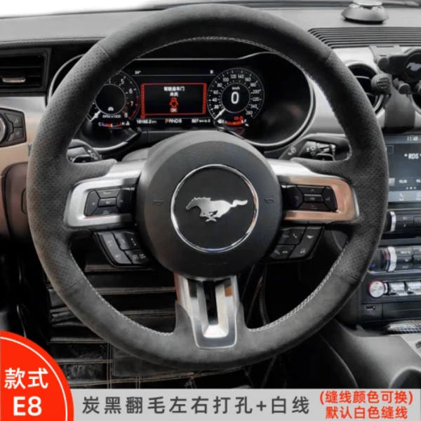 DIY handsydd högkvalitativ halkfri mockarattstyrningshölje för Ford Mustang 2015-2019 Mustang GT 2015-2019 style 5