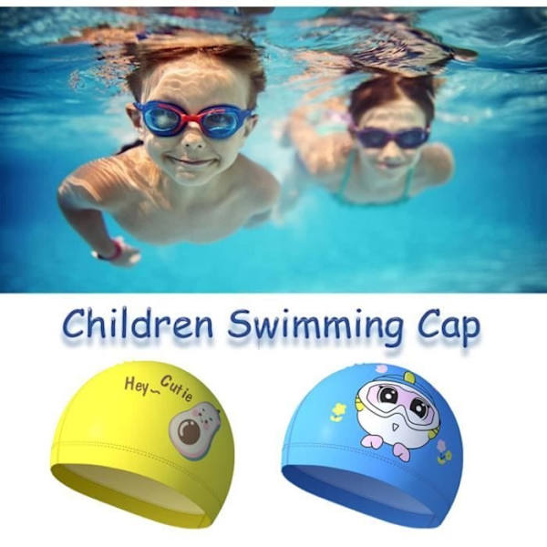 Badmössa för barn, stretchig badmössa för flickor och pojkar, 2-pack badmössor, badmössa för pool