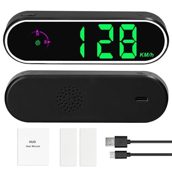 Hastighetsmätare, hastighetsdisplay, Head Up Display, bil-HUD med färgstark LED-skärm med GPS, funktion