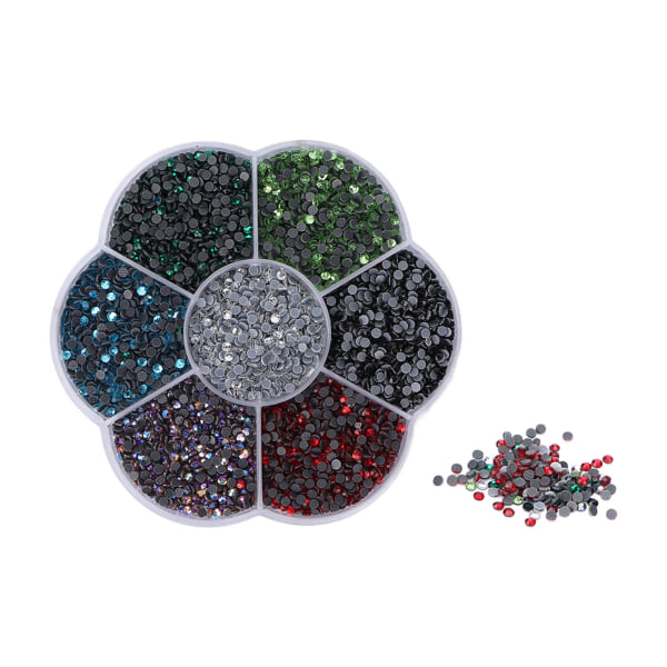 10080 kpl Tasaiset strassit Häikäisevän värikkäät tee-se-itse Tukevat värikkäitä strassit Pyöreät helmet manikyyrimeikkiinS607-1