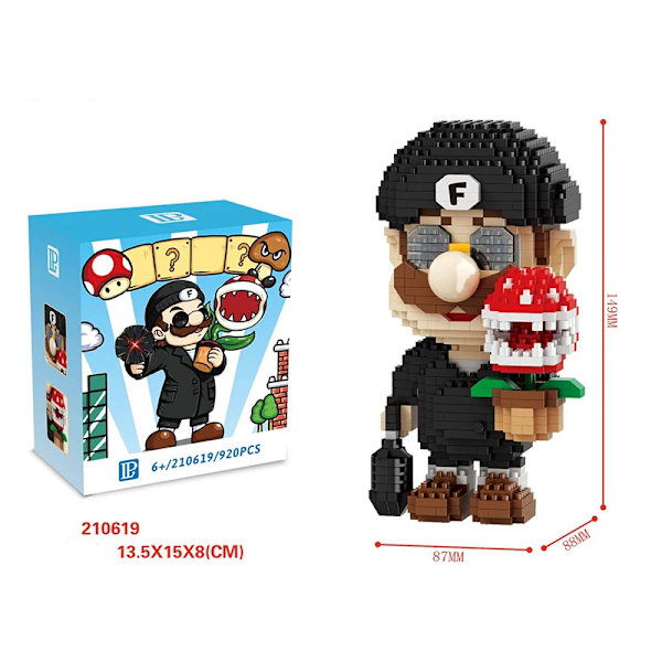Röd superflygande ma bros modell mikrobyggstenar tegelstenar set tecknad anime figurer leksak för barn present K No Box