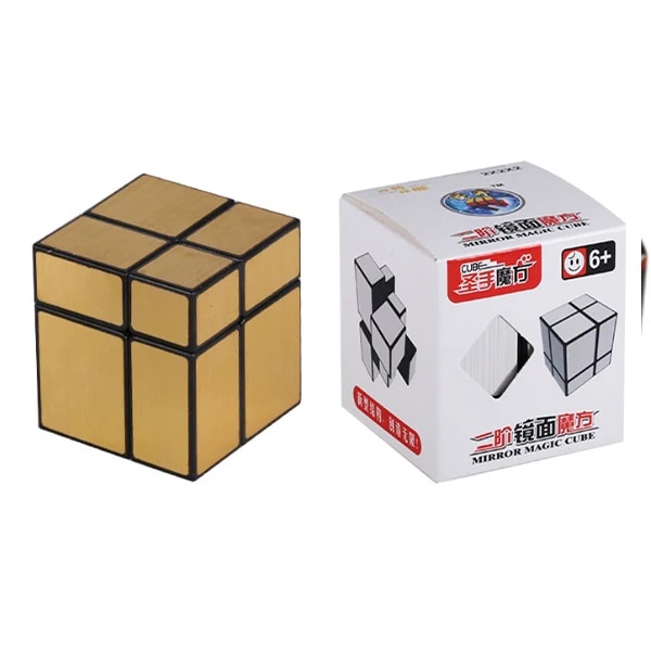 [Ecube] Sengso 2X2X2 Spegelkub Block Kub Pussel Magisk Kub Speed Cubo Magico 2X2 Lärande Utbildningsleksaker För Barn Pojkar Black Golden Sticker