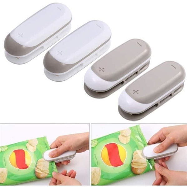 Plastpåsförvaring Alittle 4-pack Mini Handhållen Påsförslutare 2 I 1 Värmeförslutare Och Bärbar Påskärare S793