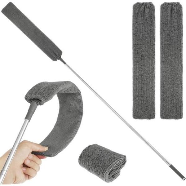Dammtorkare för under möbler, mikrofiber dammborste för sängbord, teleskopisk dammvippa, infällbar dammrengörare för springor
