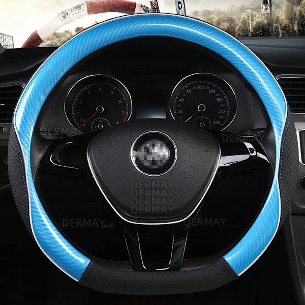 D-formad och O-formad rattöverdrag i halkfritt PU-läder för Polo Golf 7 Scirocco Suzuki Swift Nissan Rogue Hög kvalitet D shape Blue