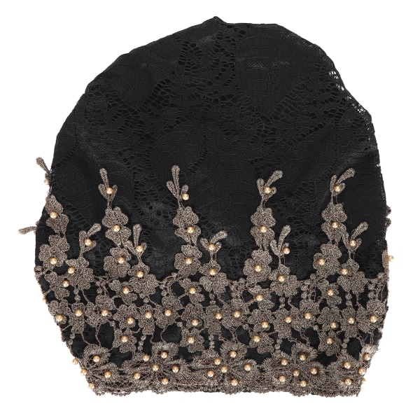 Slouchy Bonnet Casual Fashion helmillä koristeltu pitsiä hengittävä löysä laiska kemiallinen pipo naisilleMusta