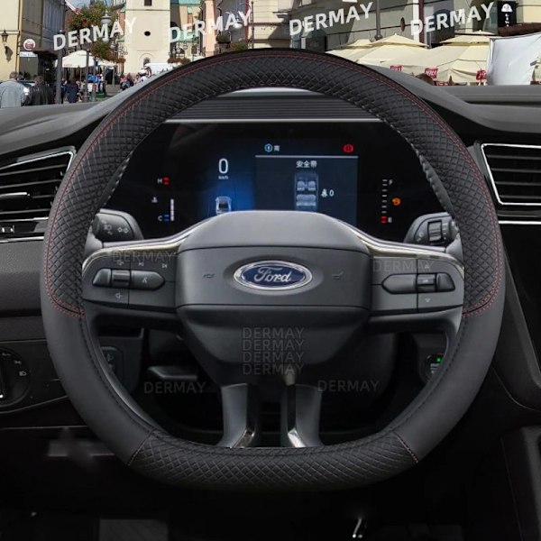 För Ford Mondeo MK5 V 2022 2023 Dermay Bilrattstyrningshölje 9 Färger PU Läder Halkskyddande Biltillbehör Snabb D shape Wine Red