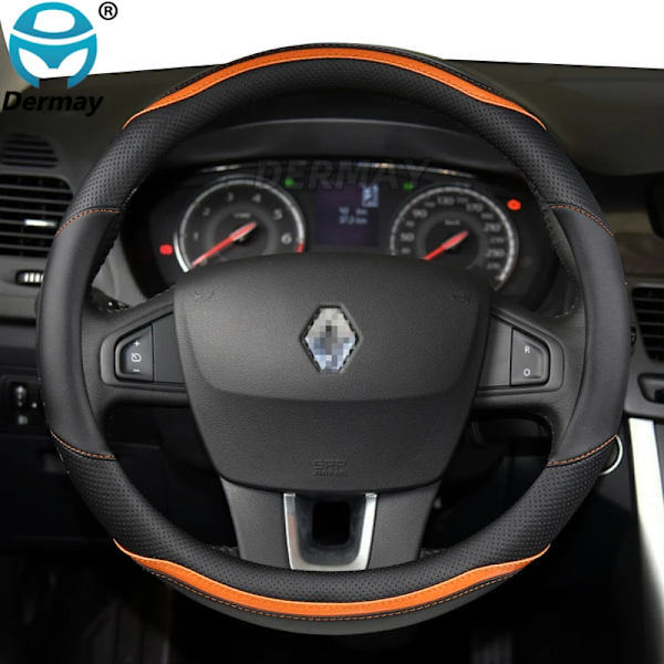 Rattrattstyrningshölje i mikrofiberläder + kolfiber för Renault Scenic 1 2 3 4 Grand Scenic Megane biltillbehör O shape Orange