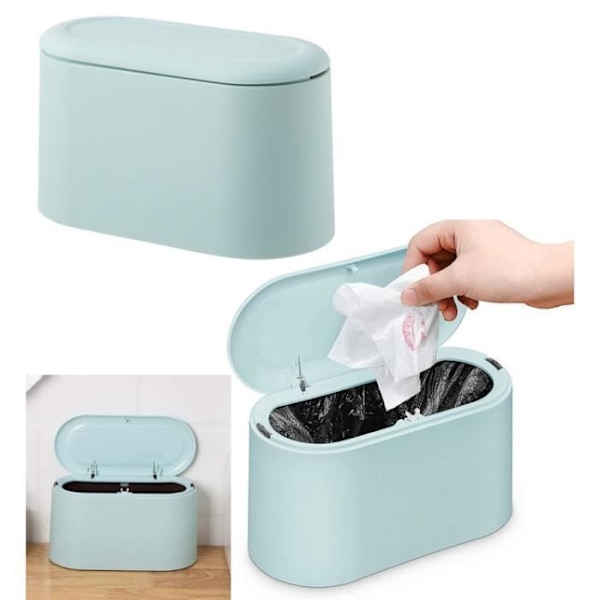 Papperskorg för kontoret - Pop-Up Modell - Blå Färg - PP Material - 22X13X11Cm Blå